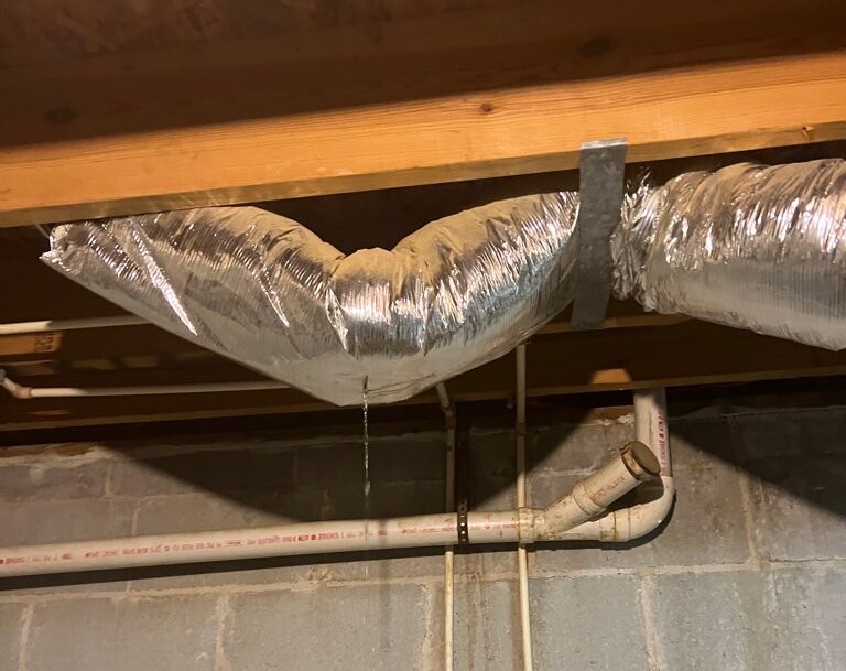 Water in ductwork leading to mold growth