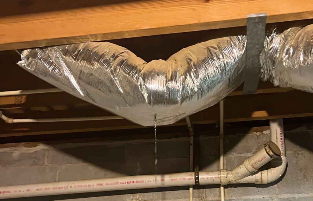 Water in ductwork leading to mold growth